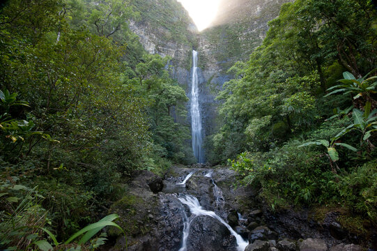 Fototapeta Hanakapi'ai Falls on the NaPali Coast of Kauai in the Hawaiian Islands