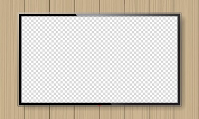 Realistic TV screen mock up isolated on white
