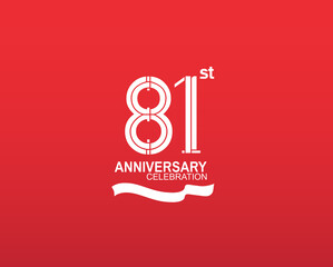 81 anniversary logotype flat design white color isolated on red background. vector can be use for template, company special event and celebration moment