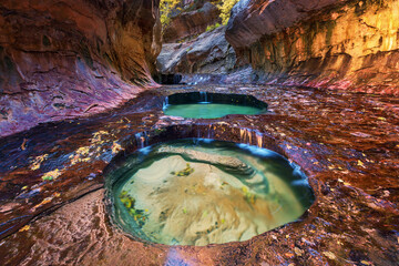 Emerald Pools form deep in the backcountry of Zion National Park.