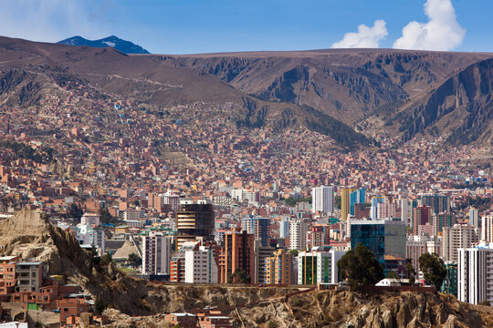 The deep canyons and modern urban sprawl of La Paz, Bolivia.