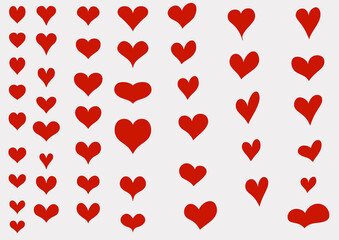 Many red hearts with dark red fill