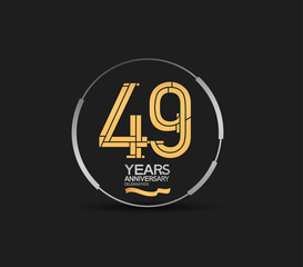 49 years golden anniversary logotype golden number and silver ring. vector can be use for template, company special event and celebration moment