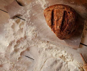 A slice of bread. White bread. Bread wood. Bread on the table. Bread for the background. Bread for...