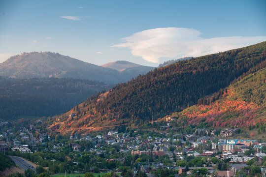 Landscape image of Park City, Utah with fall color.