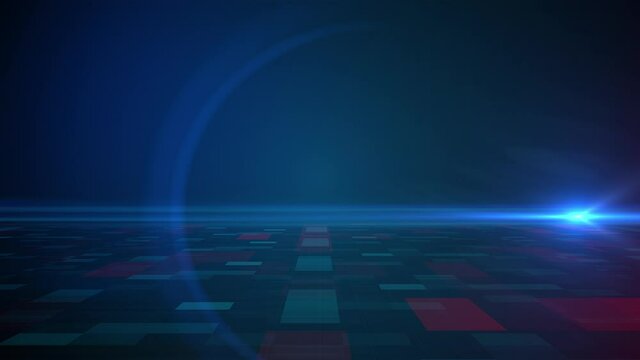 Abstract Digital Animation Screen.The blue and red polygons move on a black background are Hacking Intro Promo.