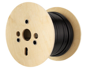 Black cable large spool, Roll - wooden spool.