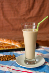 A horchata, fartons and dried tigernuts typical of Valencia (Spain)