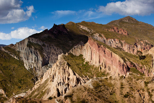 The rugged canyons and spires of the Cumbre de Animas near La Paz, Bolivia.