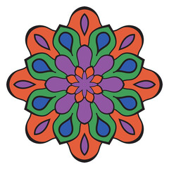 Cute Mandala. Ornamental round doodle flower isolated on white background. Geometric decorative ornament in ethnic oriental style.