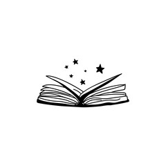 Rejected book with stars. Vector illustration in doodle style. Isolate on a white background. © anngirna