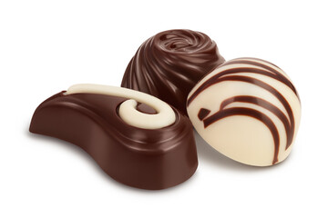 Chocolate candy isolated on white background with clipping path and full depth of field