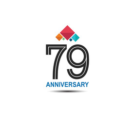 79 anniversary logotype with colorful crown isolated on white background. vector can be use for template, company special event and celebration moment