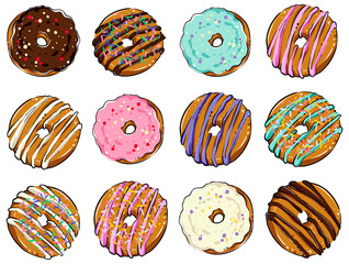 Set of donuts, color vector