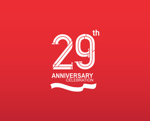 29 anniversary logotype flat design white color isolated on red background. vector can be use for template, company special event and celebration moment