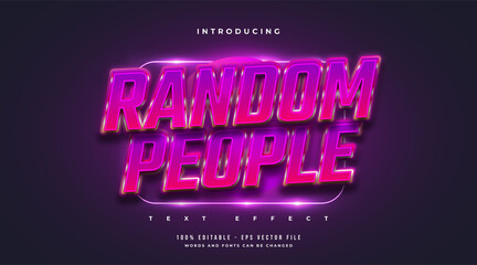 Bold Colorful Text in Retro Style with Glowing and Embossed Effect. Editable Text Style Effect