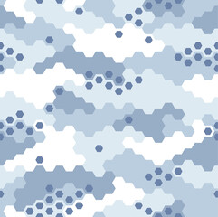 Fototapeta premium Hexagonal camouflage texture seamless pattern. Abstract modern military background for army and hunting, fabric and fashion print. Vector illustration.