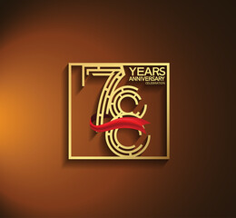 78 years anniversary logotype golden color with square and red ribbon. vector can be use for template, company special event and celebration moment