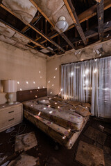 Derelict Bed in Bedroom - Abandoned All Souls Chapel Camp - Catskill Mountains, New York