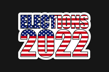 american elections 2022 vote vector illustration. collection of badge patch stickers with democratic civil society slogans, stars and stripes flag elements. ready-made design for advertising printing