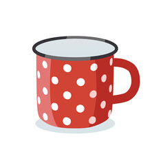 Vector flat illustration. The USSR cup for tea with dotted patterns.