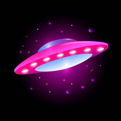 BRIGHT UFO IN THE NIGHT SKY vector 
