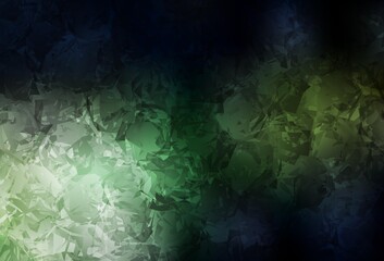 Dark Green vector abstract pattern with roses, flowers.