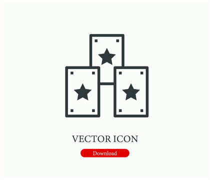 Playing cards vector icon.  Editable stroke. Linear style sign for use on web design and mobile apps, logo. Symbol illustration. Pixel vector graphics - Vector