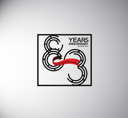 83 years anniversary logotype flat style with square and red ribbon. vector can be use for special moment event and company celebration