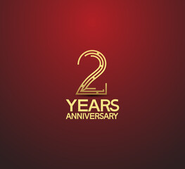 2 years golden anniversary logotype with labyrinth style number isolated on red background. vector can be use for template company celebration and special moment event
