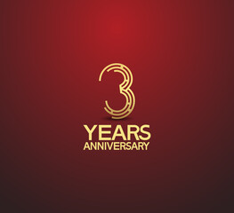 Fototapeta na wymiar 3 years golden anniversary logotype with labyrinth style number isolated on red background. vector can be use for template company celebration and special moment event