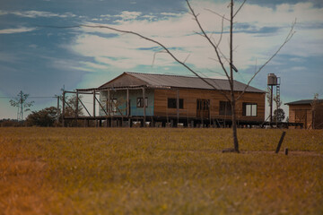 wood house in the countryside