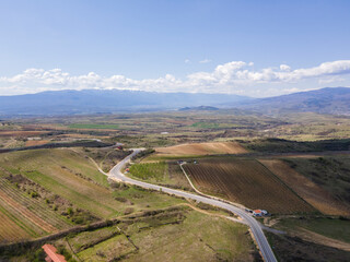 Aerial view of Lozenitsa Village and Vine plantations, Bulgaria