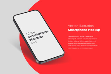Modern black mock up smartphone for presentation, information graphics, app display, perspective view eps vector format. - obrazy, fototapety, plakaty