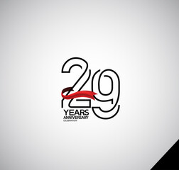 29 years anniversary logotype simple design with red ribbon can be use for greeting card, invitation and company celebration moment - obrazy, fototapety, plakaty