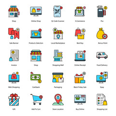 Shopping and E commerce icons set