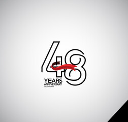 48 years anniversary logotype simple design with red ribbon can be use for greeting card, invitation and company celebration moment