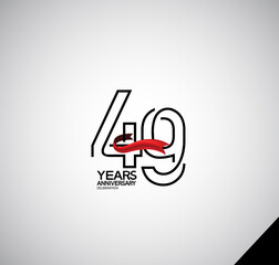 49 years anniversary logotype simple design with red ribbon can be use for greeting card, invitation and company celebration moment