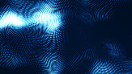 Dot white blue wave light screen gradient texture background. Abstract  technology big data digital background. 3d rendering.