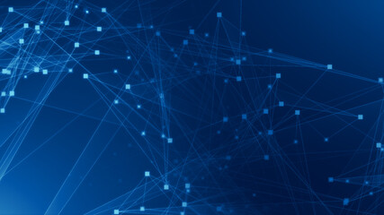 Fototapeta premium Abstract blue polygon tech network with connect technology background. Abstract dots and lines texture background. 3d rendering.