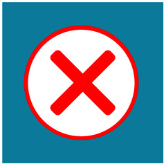 X symbol on blue background.
concept of rejection disapproval.
Vector symbol EPS 10