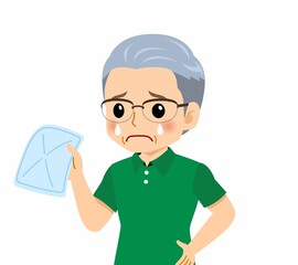 緑のポロシャツのおじいさん