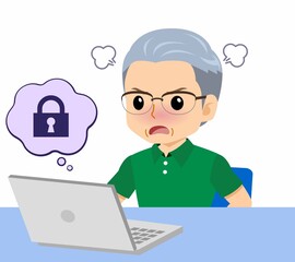 緑のポロシャツのおじいさん