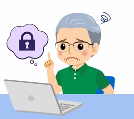 緑のポロシャツのおじいさん