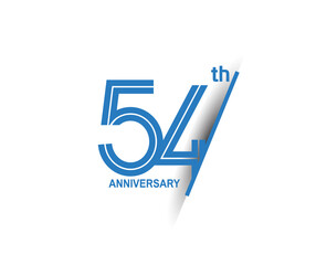 54 anniversary blue cut style isolated on white background can be use for company celebration moment