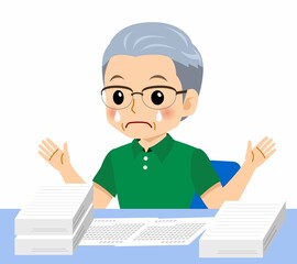 緑のポロシャツのおじいさん