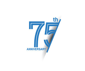 75 anniversary blue cut style isolated on white background can be use for company celebration moment