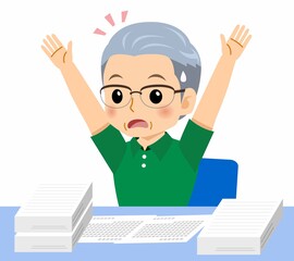 緑のポロシャツのおじいさん