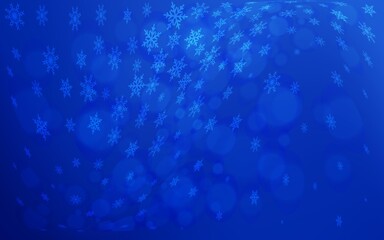 Light BLUE vector texture with colored snowflakes.
