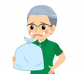 緑のポロシャツのおじいさん